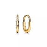 ELSIE LOVE Lock Earrings with Zirconia | V Gold 18K Gold Plated Medium Hoops