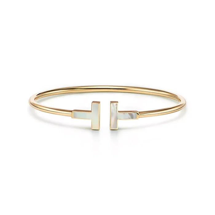 T Bangle with Mother of Pearl (Gold) - Image 1