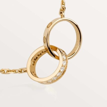 ELSIE LOVE Love Intertwined Necklace Women 18K Gold Plated V Gold PVD 5x Layered Zirconia 17-Inch Chain
