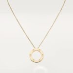 ELSIE LOVE Circle Pendant Necklace Women 18K Gold Plated V Gold PVD 5x Layered 17-Inch Chain