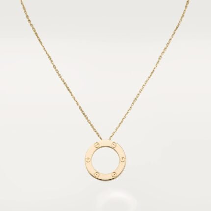 ELSIE LOVE Circle Pendant Necklace Women 18K Gold Plated V Gold PVD 5x Layered 17-Inch Chain