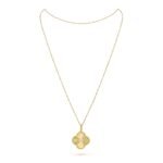 ELSIE LOVE Clover Pendant Necklace, Women’s Long Chain 925 Sterling Silver, 18K Gold Plated