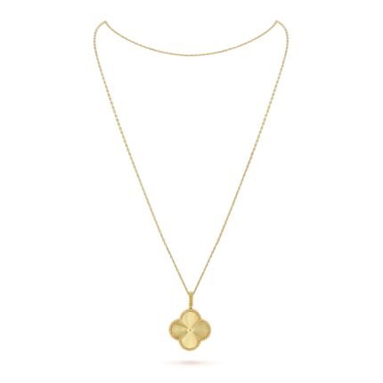 ELSIE LOVE Clover Pendant Necklace, Women’s Long Chain 925 Sterling Silver, 18K Gold Plated
