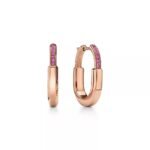 ELSIE LOVE Lock Earrings with Pink Zirconia | V Gold 18K Rose Gold Plated