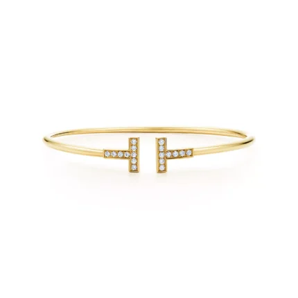 T-Bar CZ Open Bangle｜18K Gold Plated