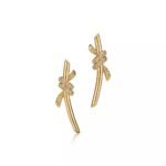 ELSIE LOVE Bow Earrings with Zirconia | V Gold 18K Gold Plated Elegant Earrings