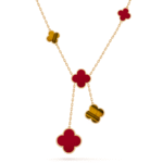 ELSIE LOVE Clover Leaf Y Necklace · 18K Gold Plated 925 Silver · Mother-of-Pearl / Onyx / Carnelian / Tiger Eye · Lucky Pendant Necklace - Image 4
