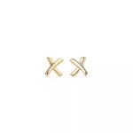ELSIE LOVE X Earrings Small | V Gold 18K Gold Plated Minimalist Studs