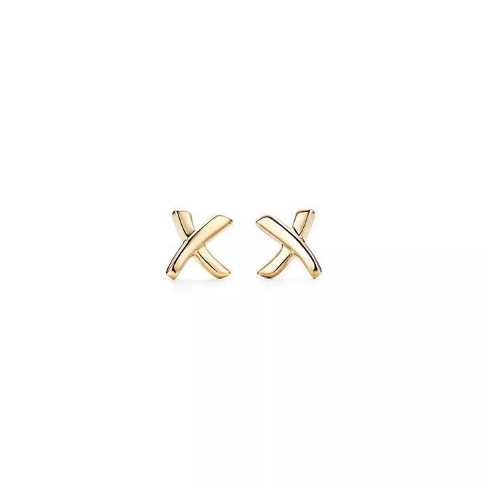 ELSIE LOVE X Earrings Small | V Gold 18K Gold Plated Minimalist Studs - Image 1
