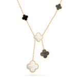 ELSIE LOVE Clover Leaf Y Necklace · 18K Gold Plated 925 Silver · Mother-of-Pearl / Onyx / Carnelian / Tiger Eye · Lucky Pendant Necklace - Image 11