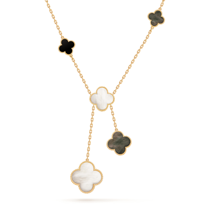 ELSIE LOVE Clover Leaf Y Necklace · 18K Gold Plated 925 Silver · Mother-of-Pearl / Onyx / Carnelian / Tiger Eye · Lucky Pendant Necklace - Image 11