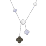 ELSIE LOVE Clover Leaf Y Necklace · 18K Gold Plated 925 Silver · Mother-of-Pearl / Onyx / Carnelian / Tiger Eye · Lucky Pendant Necklace - Image 14