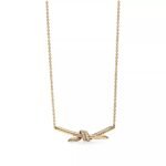 ELSIE LOVE Knot Pendant with Zirconia | V Gold 18K Gold Plated Adjustable Minimalist Necklace