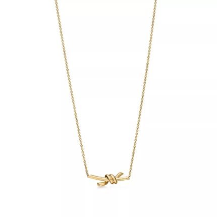 ELSIE LOVE Minimalist Knot Pendant | V Gold 18K Gold Plated Adjustable Necklace
