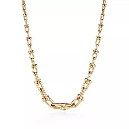 ELSIE LOVE Link Necklace | V Gold 18K Gold Plated Minimalist Chain Necklace 18”