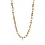 ELSIE LOVE Classic Link Necklace | V Gold 18K Gold Plated Minimalist Chain 18”