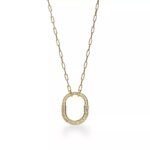 ELSIE LOVE Medium Lock Pendant Necklace | V Gold 18K Gold Plated with Zirconia, 18”