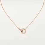 ELSIE LOVE Interlocking Circle Necklace Women 18K Gold Plated V Gold PVD 5x Layered Zirconia 17-Inch Chain