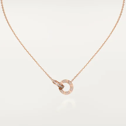 ELSIE LOVE Interlocking Circle Necklace Women 18K Gold Plated V Gold PVD 5x Layered Zirconia 17-Inch Chain