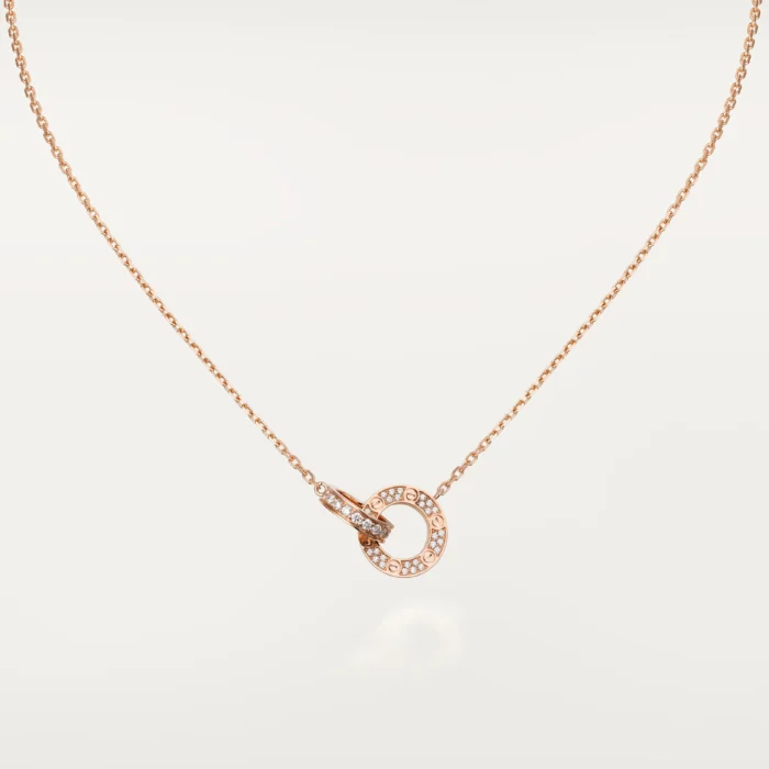 ELSIE LOVE Interlocking Circle Necklace Women 18K Gold Plated V Gold PVD 5x Layered Zirconia 17-Inch Chain - Image 1