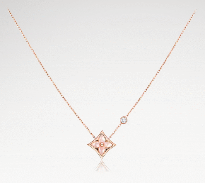 Color Blossom Pink Mother-of-Pearl Necklace | 18K Rose Gold and Zircon - Image 1