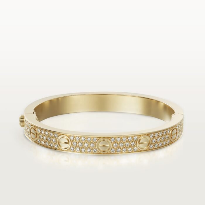 ELSIE LOVE Wide Pavé Bangle Bracelet Women’s Luxury 18K Gold Plated Zirconia Cuff - Image 1