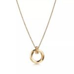 ELSIE LOVE T1 Circle Pendant Necklace – 18K Gold Plated, Small Motif, Adjustable 16-18" Chain, Minimalist V Gold Jewelry