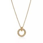 ELSIE LOVE T1 Circle Pendant Necklace, 18K Gold Plated with Zirconia, Adjustable 16-18 Inch Chain