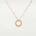 ELSIE LOVE Circle Zircon Pendant Necklace Women 18K Gold Plated V Gold PVD 5x Layered 17-Inch Chain - Image 2
