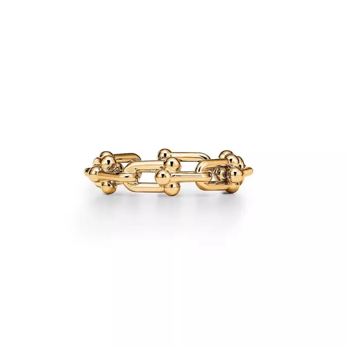 ELSIE LOVE Link Ring | V Gold 18K Gold Plated Chain Style Band - Image 1