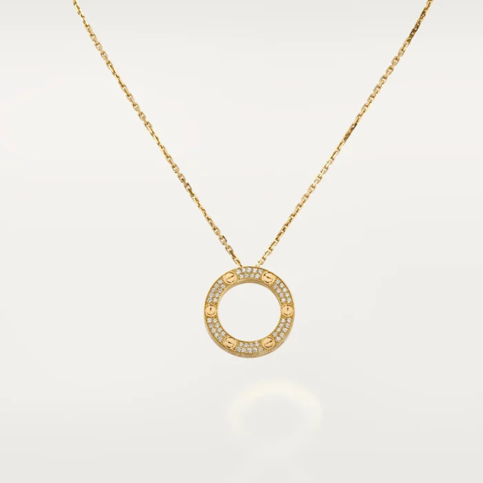 ELSIE LOVE Circle Zircon Pendant Necklace Women 18K Gold Plated V Gold PVD 5x Layered 17-Inch Chain - Image 2
