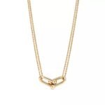 ELSIE LOVE Large Link Necklace Women 18K Gold Plated V Gold Double Chain Jewelry PVD Layered