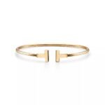 ELSIE LOVE T Bracelet 18K Gold Plated Minimalist Open Cuff