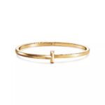 ELSIE LOVE T1 Narrow Hinged Bangle for Women, 18K Gold Plated V Gold Medium Bracelet
