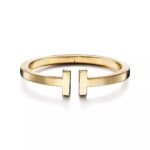 ELSIE LOVE Square T Bracelet | 18K Gold Plated V Gold | PVD 5x Layered | Medium Open Bangle