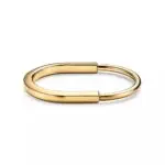 ELSIE LOVE Lock Bangle, 18K Gold Plated, V Gold, Medium Size, PVD 5x Layered