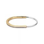 ELSIE LOVE Lock Bangle 18K Gold Plated with Zirconia, Narrow Design