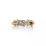 ELSIE LOVE Link Ring with Zirconia | V Gold 18K Gold Plated Chain Style Band
