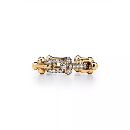 ELSIE LOVE Link Ring with Zirconia | V Gold 18K Gold Plated Chain Style Band