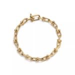 ELSIE LOVE Small Link Bracelet for Women, 18K Gold Plated, V Gold, PVD 5x Layered, Fits Medium Wrist