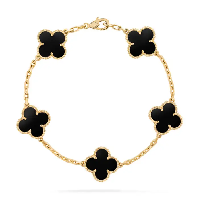ELSIE LOVE Clover Leaf Bracelet ,925 Silver, 18k Gold Plated - Image 1