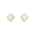 ELSIE LOVE Clover Leaf Earrings · 18K Gold Plated 925 Silver · White Mother-of-Pearl / Black Onyx / Red Carnelian / Green Malachite