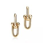 ELSIE LOVE Link Earrings | V Gold 18K Gold Plated Minimalist Hoop