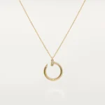 ELSIE LOVE Nail Circle Pendant Necklace for Women, 18K Gold Plated V Gold, PVD Layered, Cubic Zircon