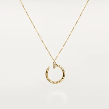 ELSIE LOVE Nail Circle Pendant Necklace for Women, 18K Gold Plated V Gold, PVD Layered, Cubic Zircon
