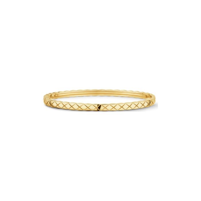 ELSIE LOVE Coco Crush Bracelet · 18K Gold Plated V Gold · Quilted Pattern Design · Minimalist Women’s Bangle - Image 1