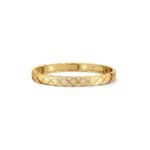 ELSIE LOVE Coco Crush Bracelet · 18K Gold Plated V Gold · Quilted Engraving with Zirconia · Elegant Women’s Bangle