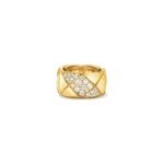 ELSIE LOVE Coco Crush Ring · 925 Sterling Silver 18K Gold Plated · Quilted Design with Full Zirconia Inlay · Luxury Women’s Ring