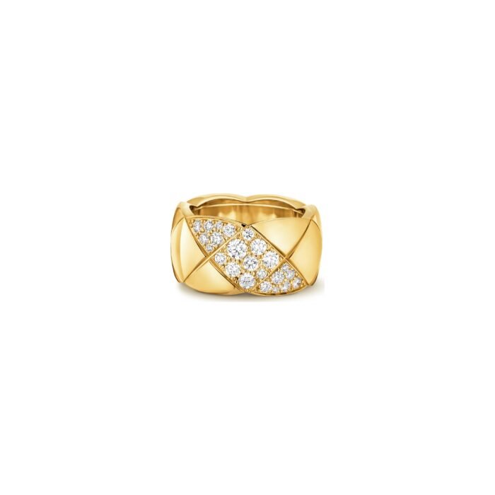 ELSIE LOVE Coco Crush Ring · 925 Sterling Silver 18K Gold Plated · Quilted Design with Full Zirconia Inlay · Luxury Women’s Ring - Image 1