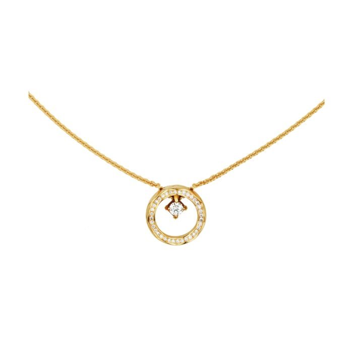ELSIE LOVE Coco Crush Necklace Women 18K Gold Plated V Gold Zirconia PVD 5x Layered Circle Pendant - Image 1